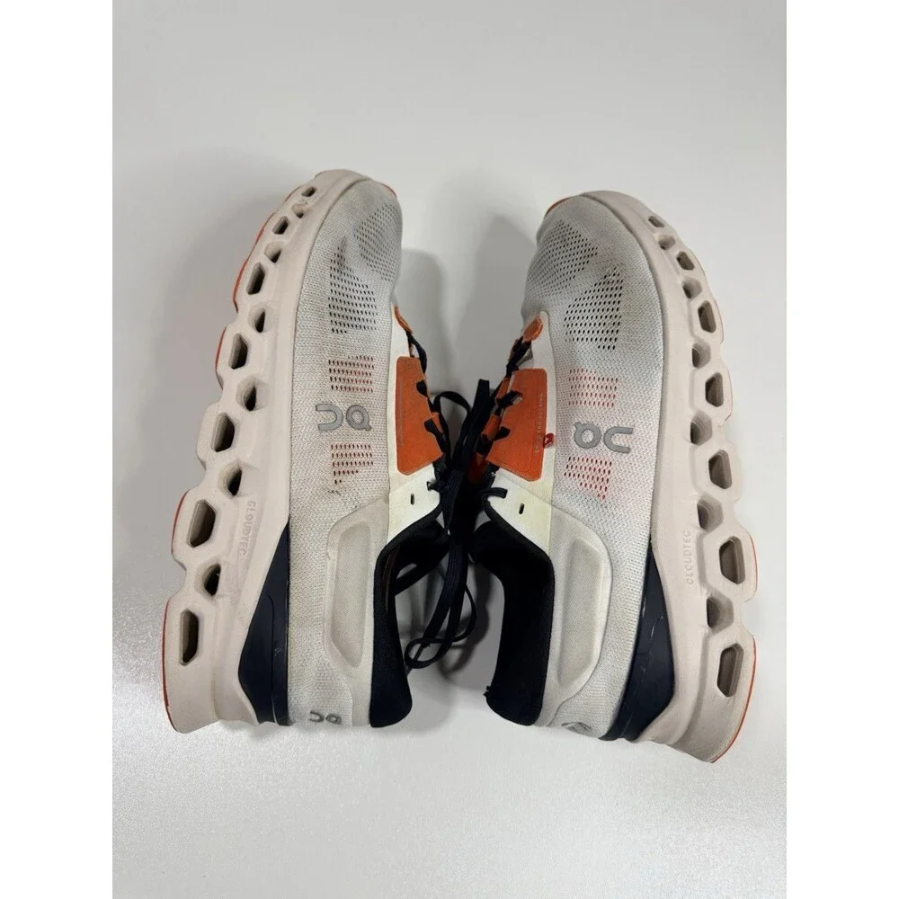 On Men's CloudTec White Orange Mesh Lace-Up Athletic Shoes Size 12